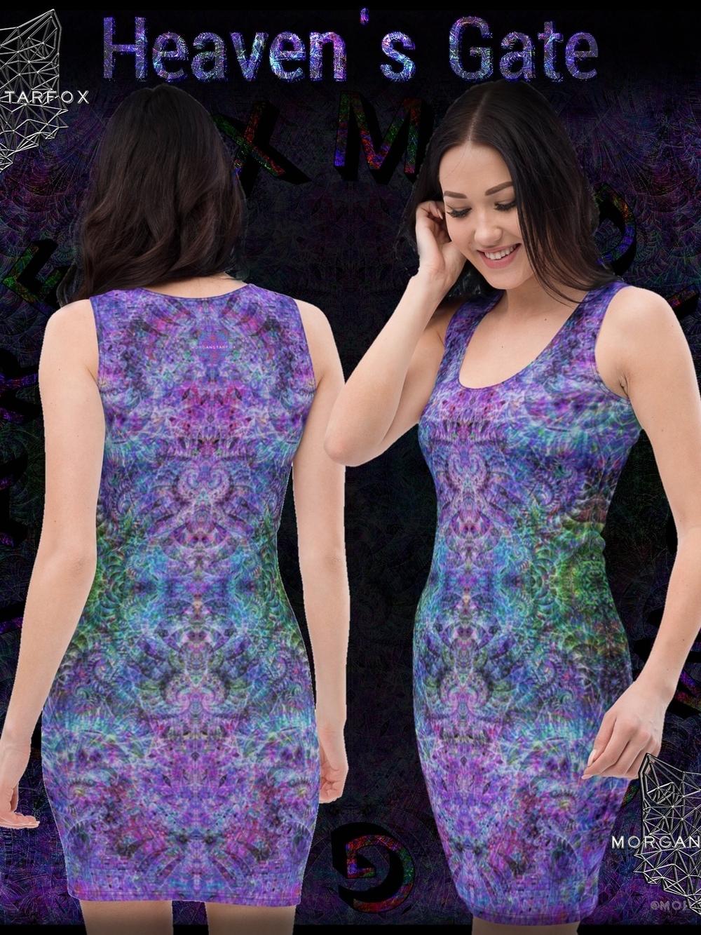 Morgan Starfox Purple Kaleidoscope Bodycon Festival Party Mini Dress M